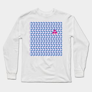 Blue & Pink Tiling Cubes Long Sleeve T-Shirt